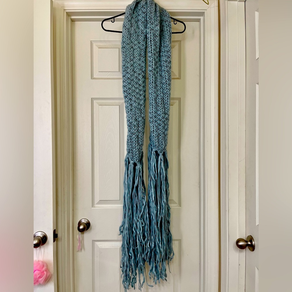 Long Knitted Blue Scarf